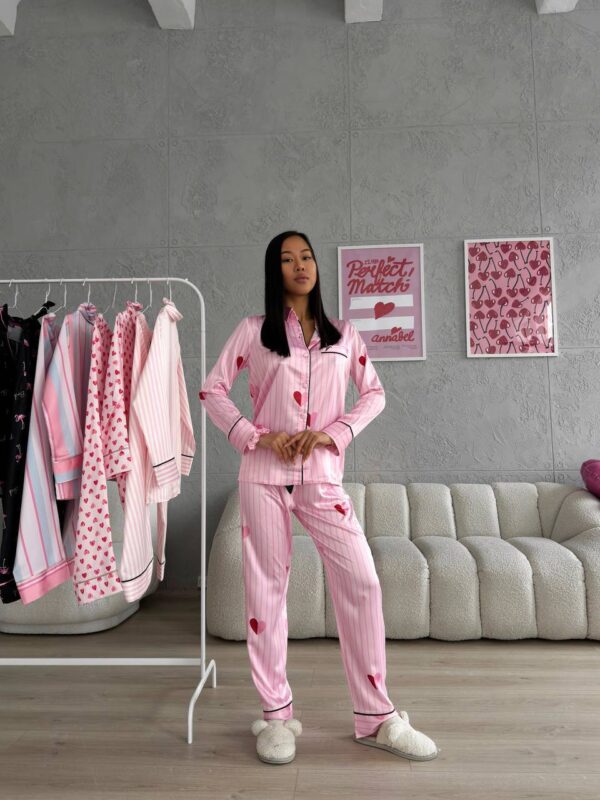 VS İpek Saten Pembe Kalpli