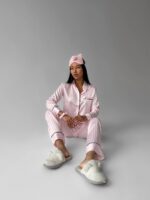 VS İpek Saten Pembe Çizgili