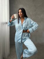 VS İpek Saten Taşlı Mavi