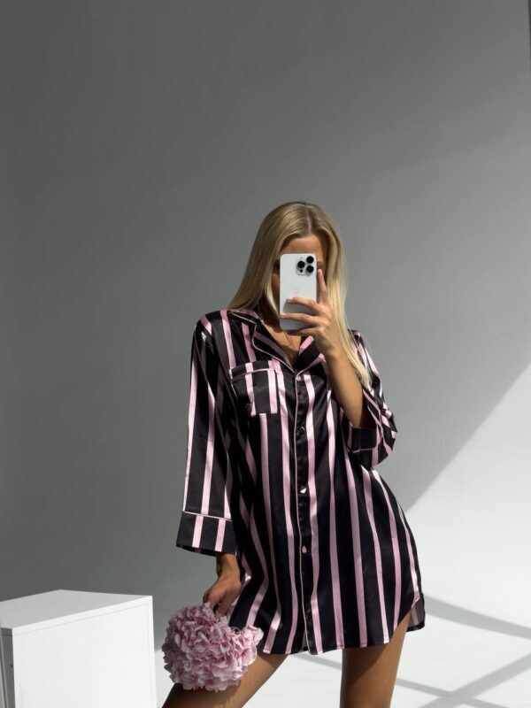 vs tunik Siyah Pembe Çizgili